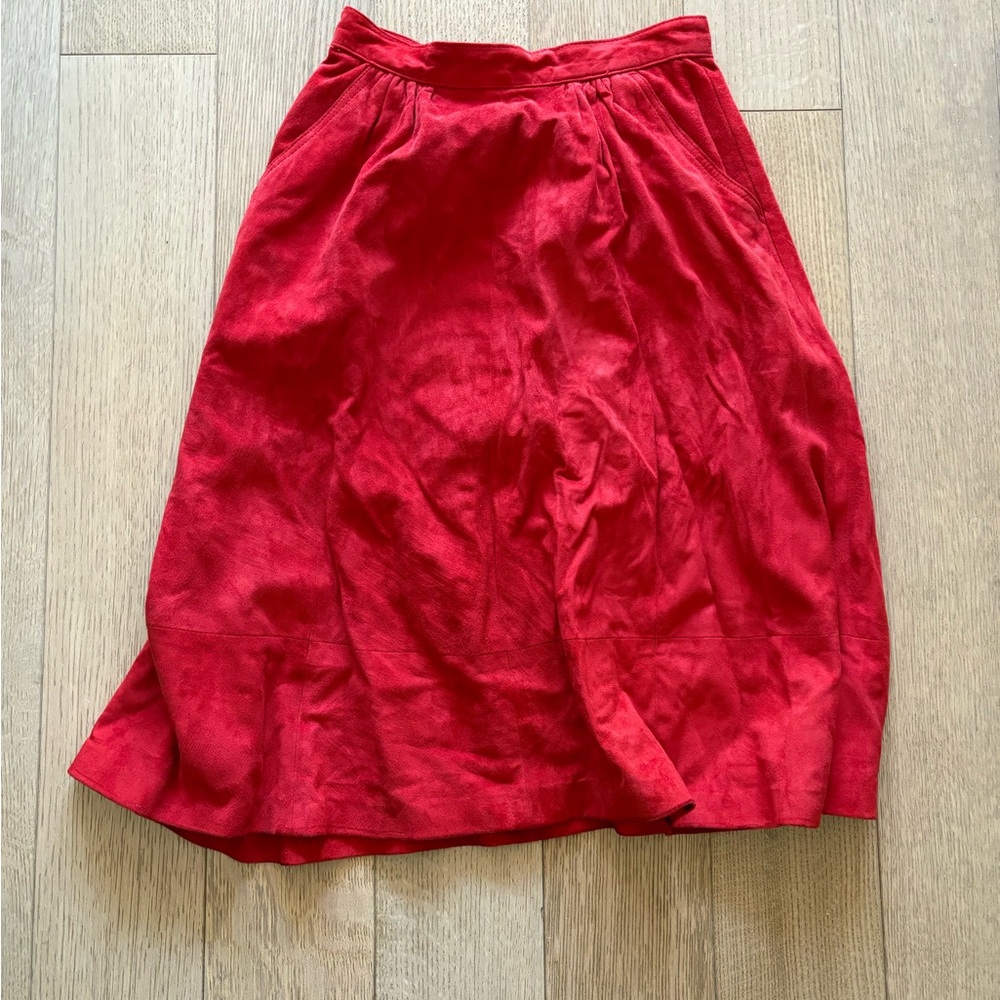 Vintage red suede skirt